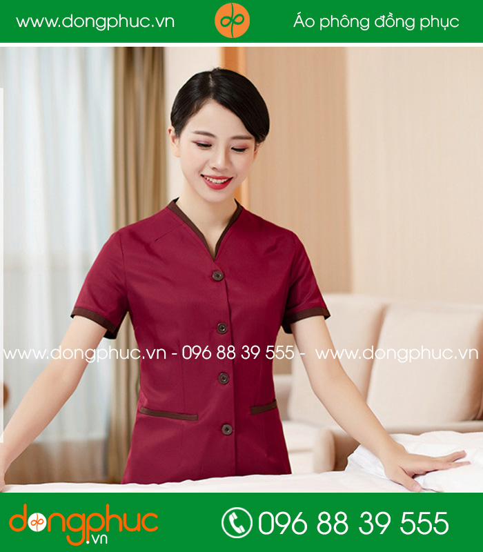 Đồng phục vệ sinh đỏ đô